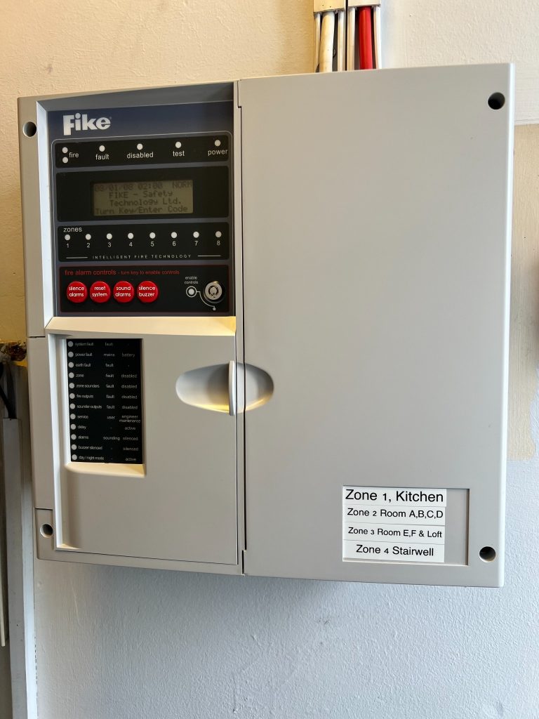 New Fike fire alarm control panel installed at an HMO in Bow E3