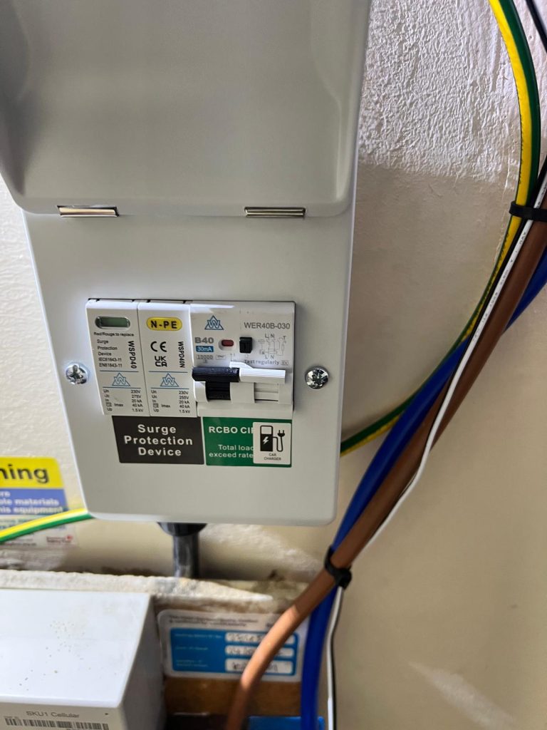 consumer unit with surge protection for a home EV charger