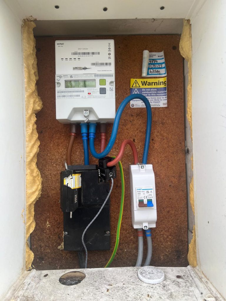 Completed consumer unit and EV charger installation at a house in Ilford